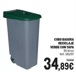 Oferta de Cubo Basura Reciclaje Verde Con Tapa por 34,89€ en Makro