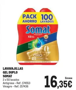 Oferta de Somat - Lavavajillas Gel Duplo por 16,35€ en Makro