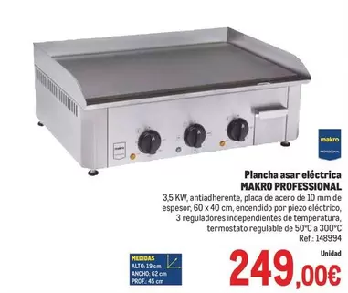 Oferta de Makro - Plancha Asar Electrica por 249€ en Makro