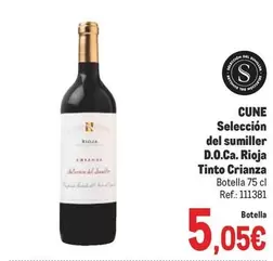 Oferta de Cune - Selección Del Sumiller D.o.ca. Rioja Tinto Crianza por 5,05€ en Makro