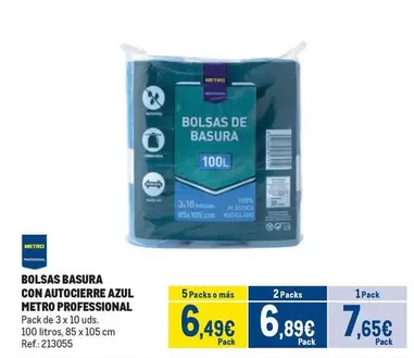 Oferta de Metro Professional - Bolsas Basura Con Autocierre Azul por 7,65€ en Makro