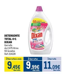 Oferta de Dixan - Detergente Total 4+1 por 11,09€ en Makro