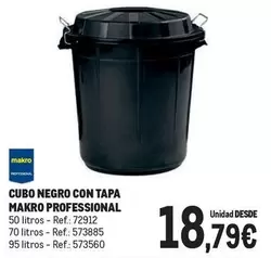 Oferta de Makro - Cubo Negro Con Tapa por 18,79€ en Makro