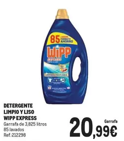 Oferta de Wipp - Detergente Limpio Y Liso Express por 20,99€ en Makro