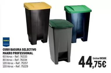 Oferta de Makro - Cubo Basura Selecitivo Professional por 44,75€ en Makro