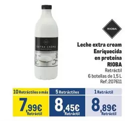 Oferta de Rioba - Leche Extra Cream Enriquecida En Proteina por 8,89€ en Makro