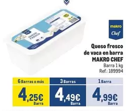 Oferta de Makro - Queso Fresco De Vaca En Barra por 4,99€ en Makro