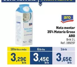 Oferta de Aro - Nata Montar 35% Materia Grasa por 3,65€ en Makro