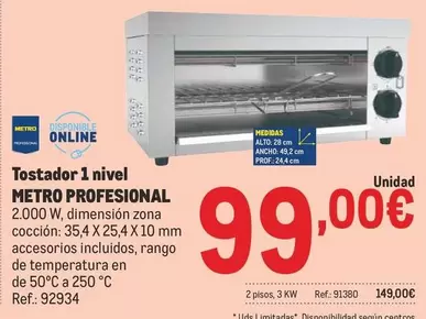 Oferta de Tostador 1 Nivel por 99€ en Makro