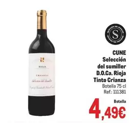 Oferta de Cune - Selección Del Sumiller D.o.ca. Rioja Tinto Crianza por 4,49€ en Makro