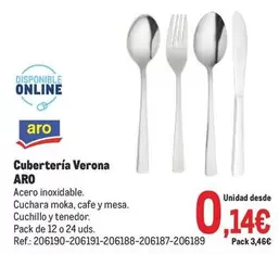 Oferta de Aro - Cubertería Verona por 0,14€ en Makro