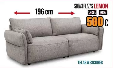 Oferta de Sofá 3 Plazas Lemon por 560€ en Hipo Gegant