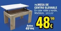 Oferta de Nordik - Mesa De Centro Elevable por 48,99€ en Rapimueble