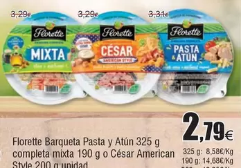 Oferta de Florette - Barqueta Pasta Y Atún Completa Mixta O Cesar American por 2,79€ en Froiz