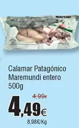 Oferta de Calamar Patagonico Maremundi Entero por 4,49€ en Froiz