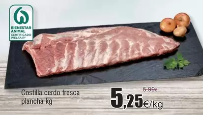 Oferta de Costilla Cerdo Fresca Plancha por 5,25€ en Froiz