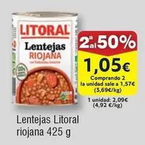 Oferta de Litoral - Lentejas por 2,09€ en Froiz