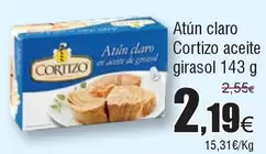 Oferta de Cortizo - Atún Claro Aceite Girasol por 2,19€ en Froiz