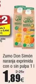 Oferta de Simon - Zumo Don  Naranja Exprimida Con O Sin Pulpa por 1,89€ en Froiz