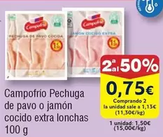 Oferta de Campofrío - Pechuga De Pavo O Jamon Cocido Extra Lonchas por 1,5€ en Froiz