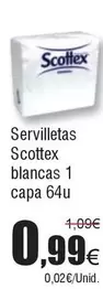 Oferta de Scottex - Servilletas Blancas 1 Capa por 0,99€ en Froiz