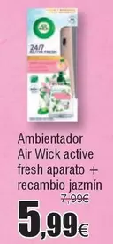 Oferta de Fresh - Ambientador Air Wick Active Fresh Aparato + Recambio Jazmín por 5,99€ en Froiz