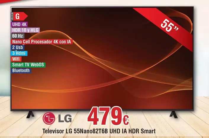 Oferta de LG - Televisor 55nano82t6b Uhd Ia Hdr Smart por 479€ en Froiz