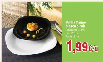 Oferta de Blanco - Vajilla Carine  O Noir por 1,99€ en Froiz