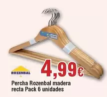 Oferta de Rozenbal - Percha Madera Recta Pack 6 Unidades por 4,99€ en Froiz