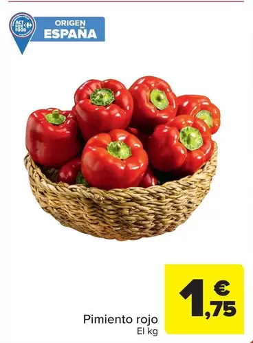 Oferta de Pimiento Rojo por 1,75€ en Carrefour