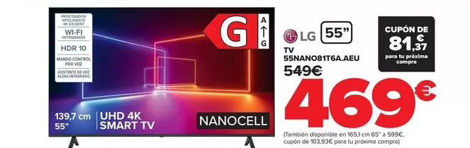 Oferta de LG - Tv  55NANO81T6AAEU por 469€ en Carrefour