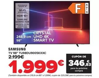 Oferta de Samsung - Tv 98" TU98DU9005KXXC por 1999€ en Carrefour