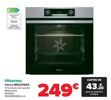 Oferta de Hisense - Horno Bi62216ax por 249€ en Carrefour