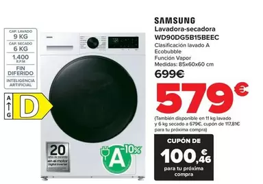 Oferta de Samsung - Lavadora-Secadora  Wd90dg5b15beec por 579€ en Carrefour