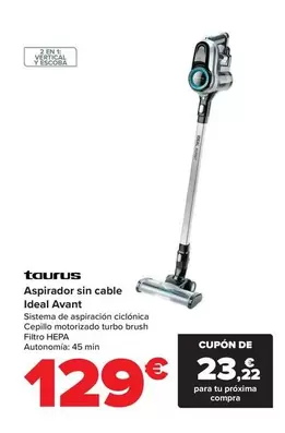 Oferta de Taurus - Aspirador Sin Cable Ideal Avant por 129€ en Carrefour