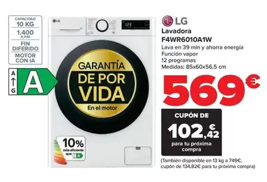 Oferta de LG - Lavadora  F4WR6010A1W por 569€ en Carrefour