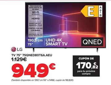 Oferta de LG - Tv 75" 75QNED80T6A.AEU por 949€ en Carrefour