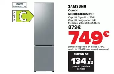 Oferta de Samsung - Combi  Rb38c603cs9ef por 749€ en Carrefour