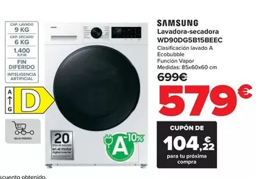 Oferta de Samsung - Lavadora-Secadora  Wd90dg5b15beec por 579€ en Carrefour