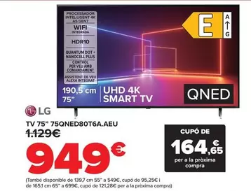 Oferta de LG - Tv 75" 75QNED80T6A.AEU por 949€ en Carrefour