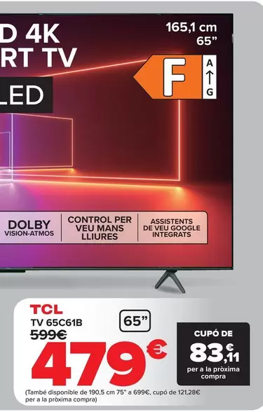 Oferta de Tcl - Tv TV 65C61B por 479€ en Carrefour