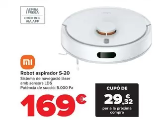 Oferta de Xiaomi - Robot Aspirador S-20 por 169€ en Carrefour