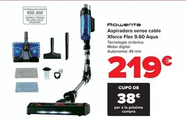 Oferta de Rowenta - Aspirador Sin Cable Xforce Flex 9.60 Aqua por 219€ en Carrefour