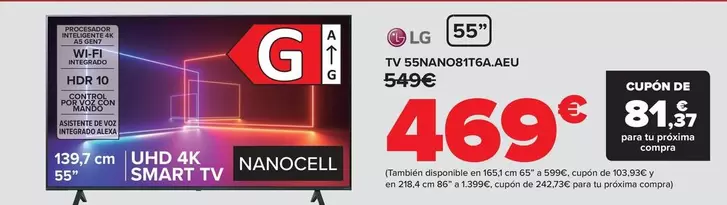 Oferta de LG - TV 55NANO81T6A.AEU por 469€ en Carrefour