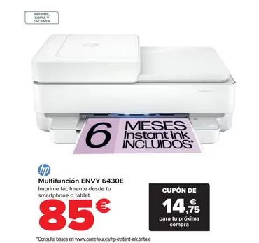 Oferta de HP - Multifuncion ENVY 6430E por 85€ en Carrefour