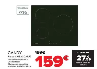 Oferta de Candy - Placa Ch63cc4u2 por 159€ en Carrefour