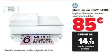 Oferta de HP - Multifunción Envy 6430e por 85€ en Carrefour