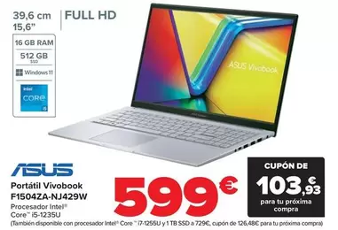 Oferta de Asus - Portátil Vivobook F1504za-j429w por 599€ en Carrefour