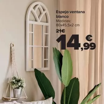 Oferta de Espejo Ventana Blanco por 14,99€ en Carrefour