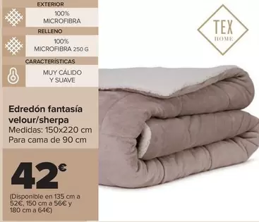 Oferta de Tex Home - Edredón Fantasía Velour/sherpa por 42€ en Carrefour